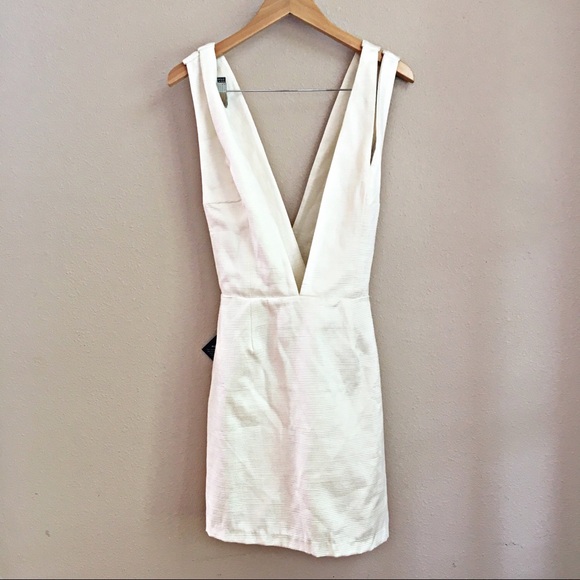 Nasty Gal Dresses & Skirts - Nasty Gal Plunging V-Neck Mini Dress White Size XL